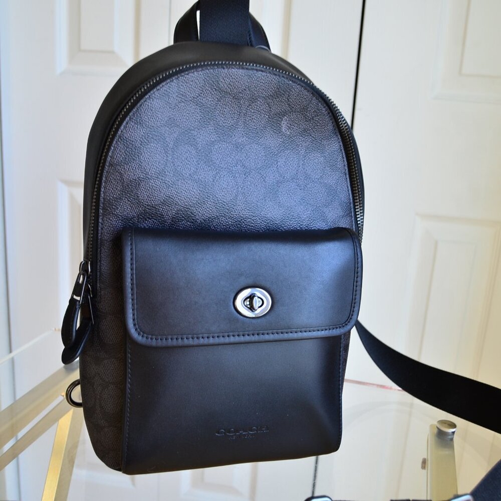 Coach  CAJ92 Turnlock Sling Pack In Signature Canvas - Picture 12 of 16